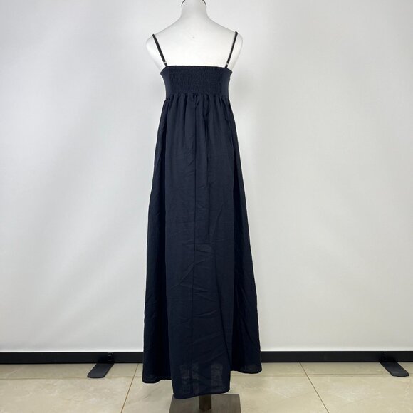 NWOT Farm Rio Linen Blend Black Sleeveless Maxi Dress Size L - Picture 6 of 12
